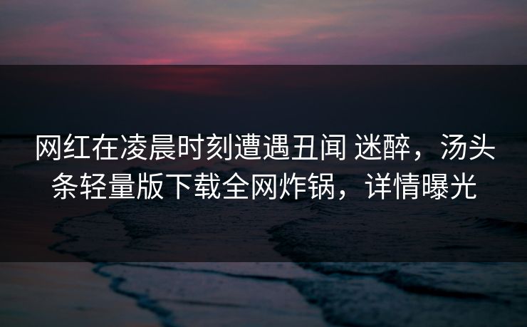 网红在凌晨时刻遭遇丑闻 迷醉,汤头条轻量版下载全网炸锅,详情曝光 网红在凌晨时刻遭遇丑闻 迷醉,汤头条轻量版下载全网炸锅,详情曝光