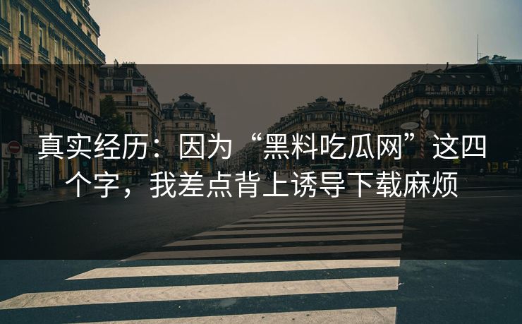 真实经历：因为“黑料吃瓜网”这四个字，我差点背上诱导下载麻烦